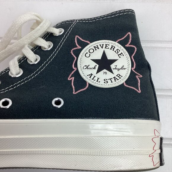 Converse All Star Floral Embroidered High Top Sneakers Womens 9 Black Canvas - Picture 14 of 14